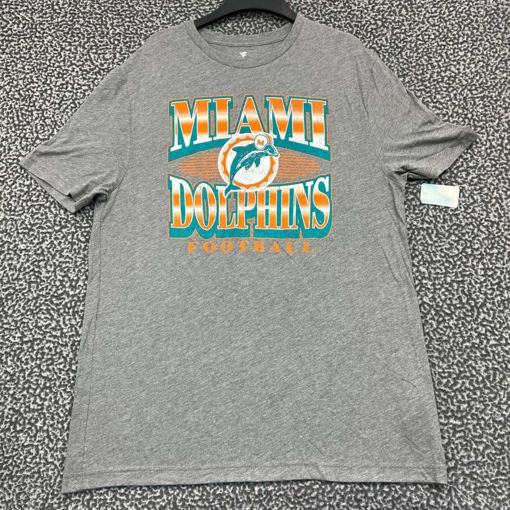 Miami Dolphins Shirt Men Large Gray‎ Fanatics Short Sleeve Crew Neck New L